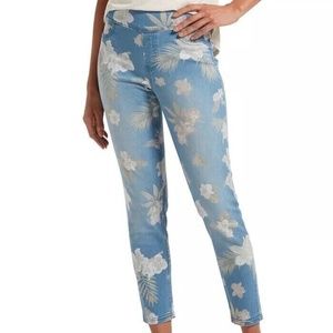 (NWT) HUE Women's Tropical Orchid Ultra Soft Denim High Waist Skimmer XS